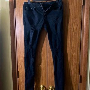 Black Distressed Denim Jeans